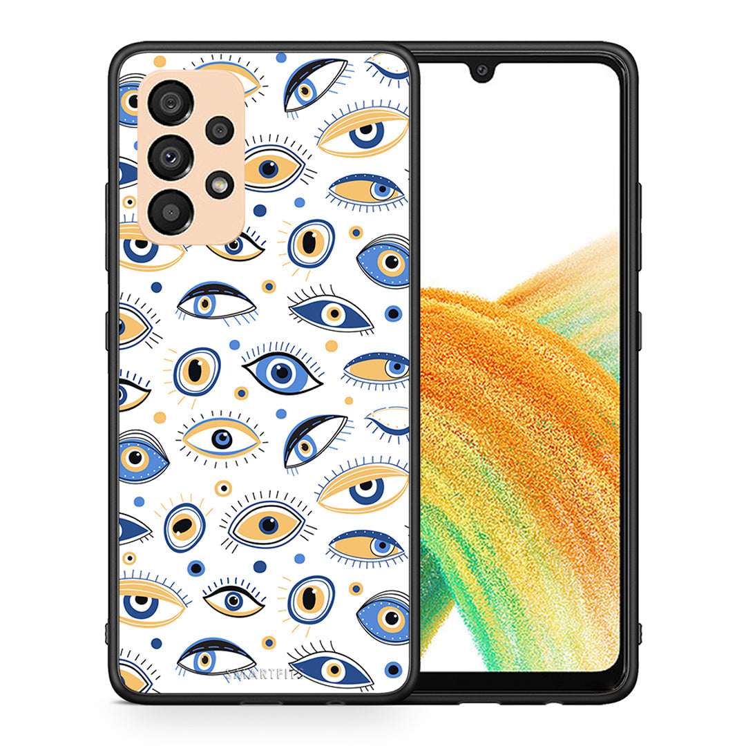 Θήκη Samsung A33 5G Ftou Ftou από τη Smartfits με σχέδιο στο πίσω μέρος και μαύρο περίβλημα | Samsung A33 5G Ftou Ftou case with colorful back and black bezels