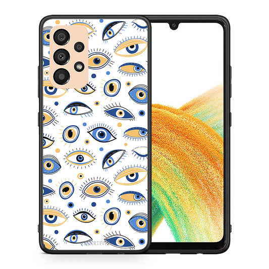 Θήκη Samsung A33 5G Ftou Ftou από τη Smartfits με σχέδιο στο πίσω μέρος και μαύρο περίβλημα | Samsung A33 5G Ftou Ftou case with colorful back and black bezels