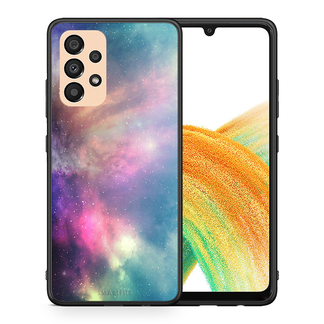 Θήκη Samsung A33 5G Rainbow Galaxy από τη Smartfits με σχέδιο στο πίσω μέρος και μαύρο περίβλημα | Samsung A33 5G Rainbow Galaxy case with colorful back and black bezels