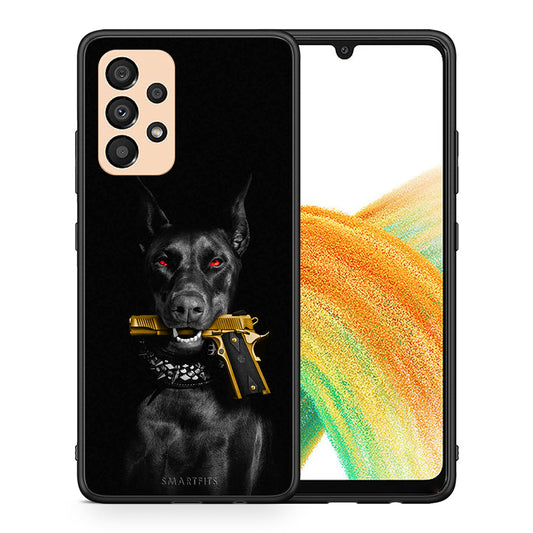 Θήκη Αγίου Βαλεντίνου Samsung A33 5G Golden Gun από τη Smartfits με σχέδιο στο πίσω μέρος και μαύρο περίβλημα | Samsung A33 5G Golden Gun case with colorful back and black bezels