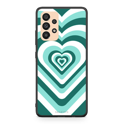Samsung A33 5G Green Hearts θήκη από τη Smartfits με σχέδιο στο πίσω μέρος και μαύρο περίβλημα | Smartphone case with colorful back and black bezels by Smartfits