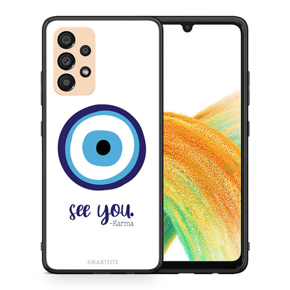 Θήκη Samsung A33 5G Karma Says από τη Smartfits με σχέδιο στο πίσω μέρος και μαύρο περίβλημα | Samsung A33 5G Karma Says case with colorful back and black bezels