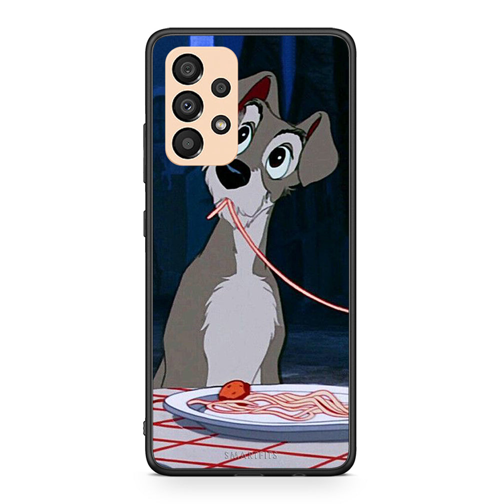 Samsung A33 5G Lady And Tramp 1 Θήκη Αγίου Βαλεντίνου από τη Smartfits με σχέδιο στο πίσω μέρος και μαύρο περίβλημα | Smartphone case with colorful back and black bezels by Smartfits