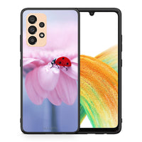 Thumbnail for Θήκη Samsung A33 5G Ladybug Flower από τη Smartfits με σχέδιο στο πίσω μέρος και μαύρο περίβλημα | Samsung A33 5G Ladybug Flower case with colorful back and black bezels