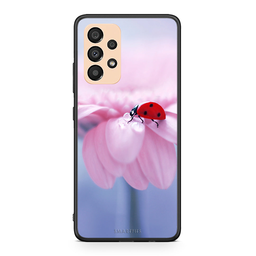 Samsung A33 5G Ladybug Flower θήκη από τη Smartfits με σχέδιο στο πίσω μέρος και μαύρο περίβλημα | Smartphone case with colorful back and black bezels by Smartfits