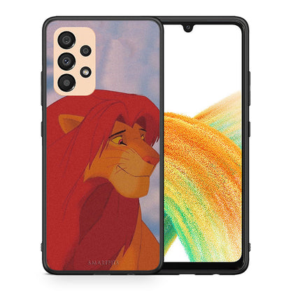 Θήκη Αγίου Βαλεντίνου Samsung A33 5G Lion Love 1 από τη Smartfits με σχέδιο στο πίσω μέρος και μαύρο περίβλημα | Samsung A33 5G Lion Love 1 case with colorful back and black bezels