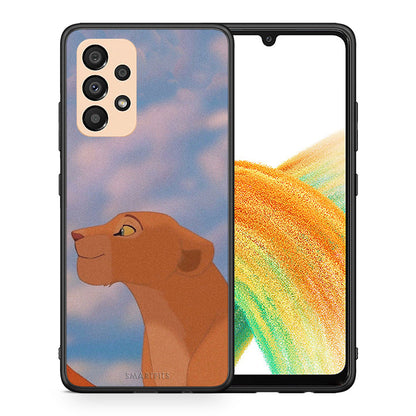 Θήκη Αγίου Βαλεντίνου Samsung A33 5G Lion Love 2 από τη Smartfits με σχέδιο στο πίσω μέρος και μαύρο περίβλημα | Samsung A33 5G Lion Love 2 case with colorful back and black bezels