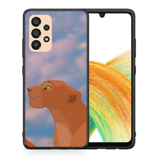 Θήκη Αγίου Βαλεντίνου Samsung A33 5G Lion Love 2 από τη Smartfits με σχέδιο στο πίσω μέρος και μαύρο περίβλημα | Samsung A33 5G Lion Love 2 case with colorful back and black bezels
