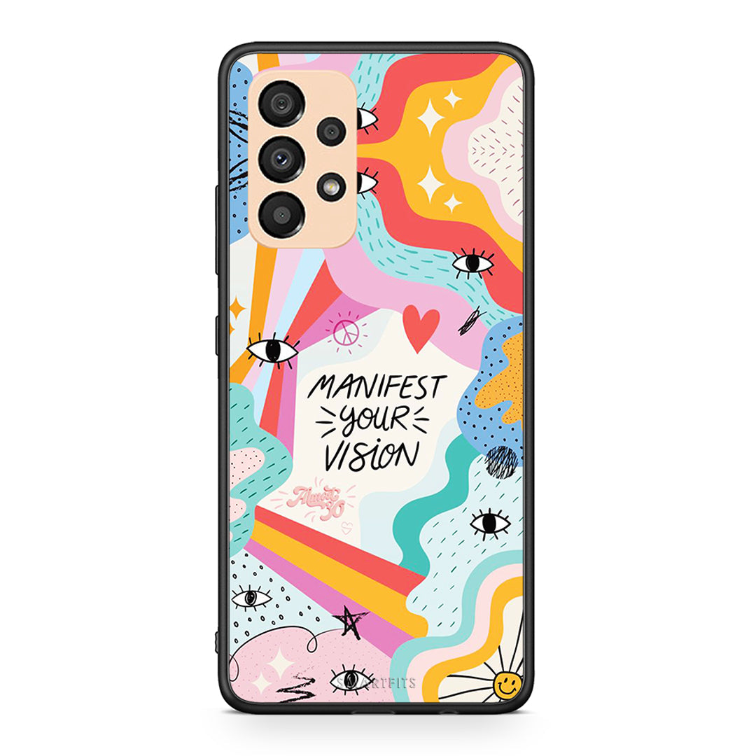 Samsung A33 5G Manifest Your Vision θήκη από τη Smartfits με σχέδιο στο πίσω μέρος και μαύρο περίβλημα | Smartphone case with colorful back and black bezels by Smartfits