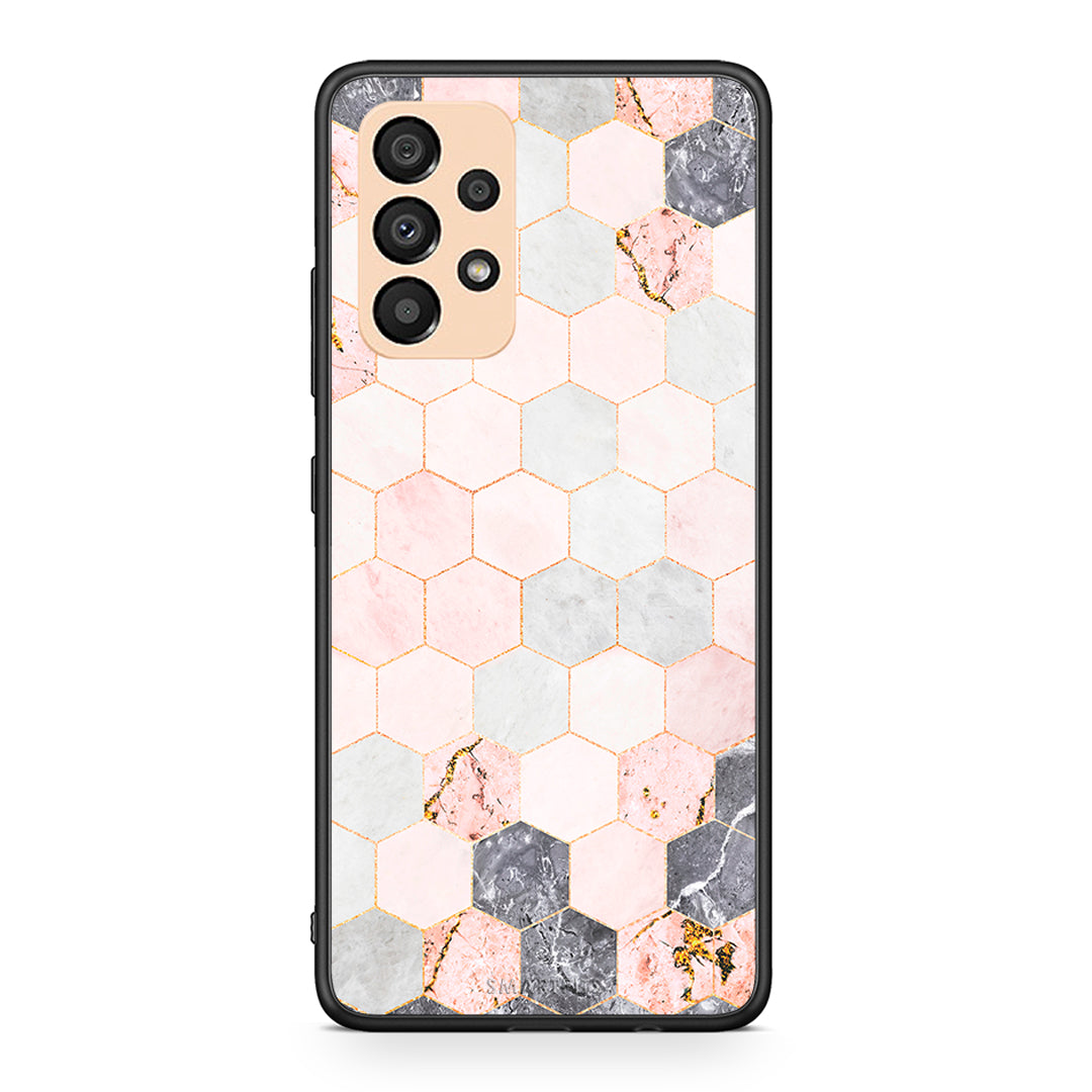4 - Samsung A33 5G Hexagon Pink Marble case, cover, bumper