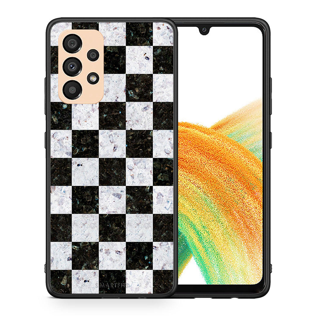 Θήκη Samsung A33 5G Square Geometric Marble από τη Smartfits με σχέδιο στο πίσω μέρος και μαύρο περίβλημα | Samsung A33 5G Square Geometric Marble case with colorful back and black bezels