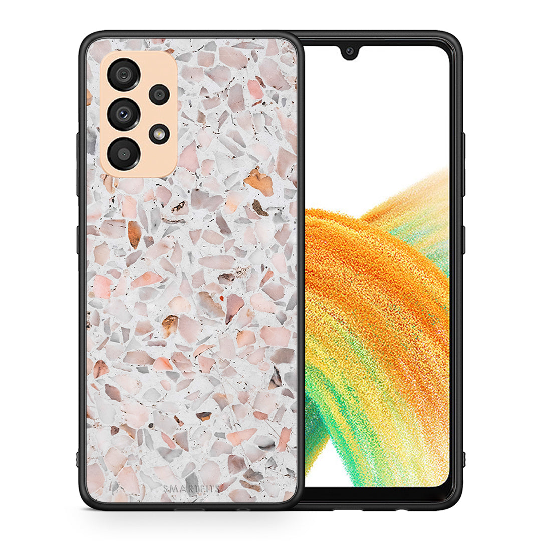 Θήκη Samsung A33 5G Marble Terrazzo από τη Smartfits με σχέδιο στο πίσω μέρος και μαύρο περίβλημα | Samsung A33 5G Marble Terrazzo case with colorful back and black bezels