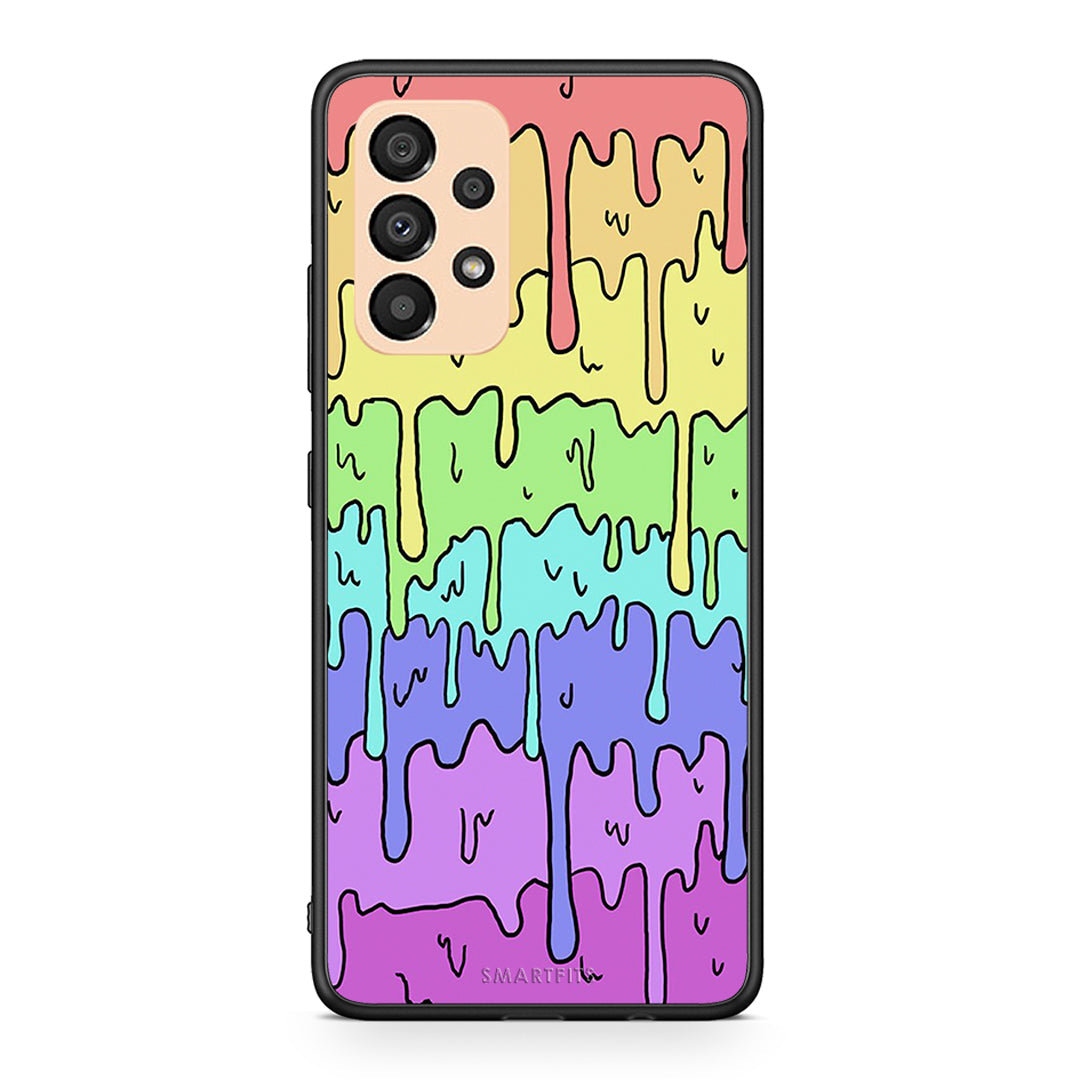 Samsung A33 5G Melting Rainbow θήκη από τη Smartfits με σχέδιο στο πίσω μέρος και μαύρο περίβλημα | Smartphone case with colorful back and black bezels by Smartfits