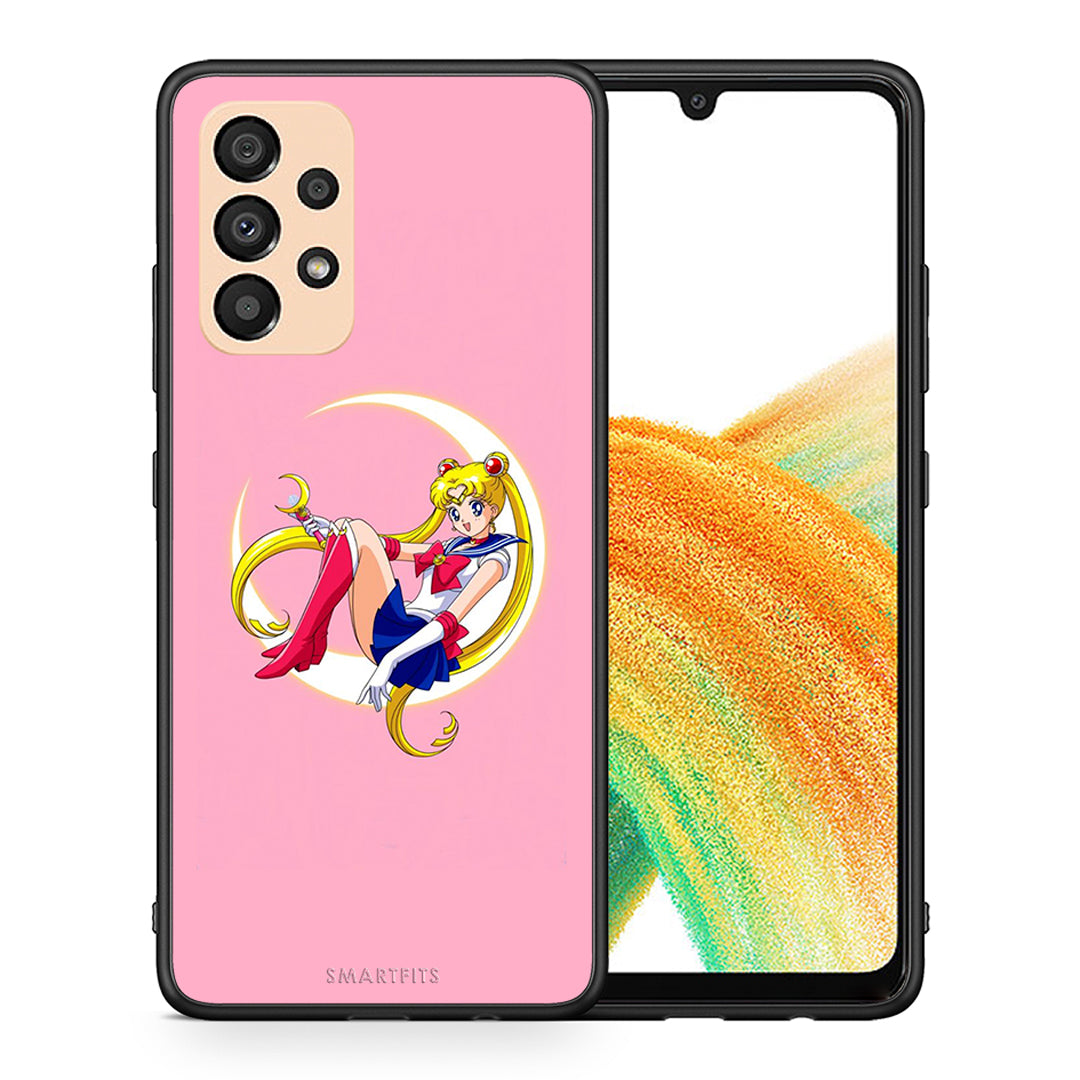 Θήκη Samsung A33 5G Moon Girl από τη Smartfits με σχέδιο στο πίσω μέρος και μαύρο περίβλημα | Samsung A33 5G Moon Girl case with colorful back and black bezels