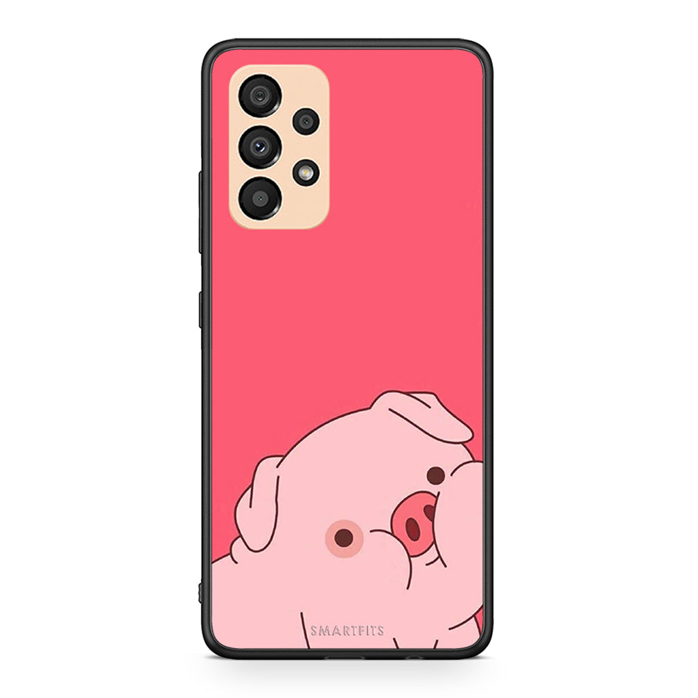 Samsung A33 5G Pig Love 1 Θήκη Αγίου Βαλεντίνου από τη Smartfits με σχέδιο στο πίσω μέρος και μαύρο περίβλημα | Smartphone case with colorful back and black bezels by Smartfits