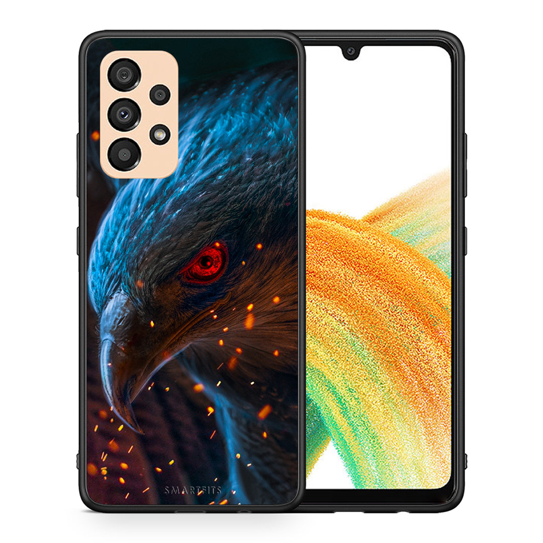 Θήκη Samsung A33 5G Eagle PopArt από τη Smartfits με σχέδιο στο πίσω μέρος και μαύρο περίβλημα | Samsung A33 5G Eagle PopArt case with colorful back and black bezels