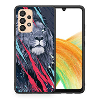 Thumbnail for Θήκη Samsung A33 5G Lion Designer PopArt από τη Smartfits με σχέδιο στο πίσω μέρος και μαύρο περίβλημα | Samsung A33 5G Lion Designer PopArt case with colorful back and black bezels