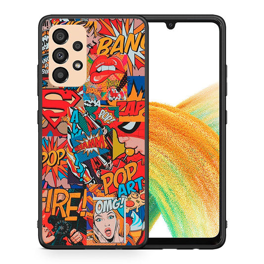 Θήκη Samsung A33 5G PopArt OMG από τη Smartfits με σχέδιο στο πίσω μέρος και μαύρο περίβλημα | Samsung A33 5G PopArt OMG case with colorful back and black bezels