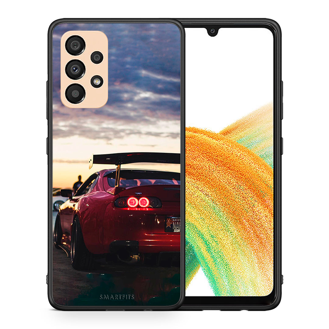 Θήκη Samsung A33 5G Racing Supra από τη Smartfits με σχέδιο στο πίσω μέρος και μαύρο περίβλημα | Samsung A33 5G Racing Supra case with colorful back and black bezels
