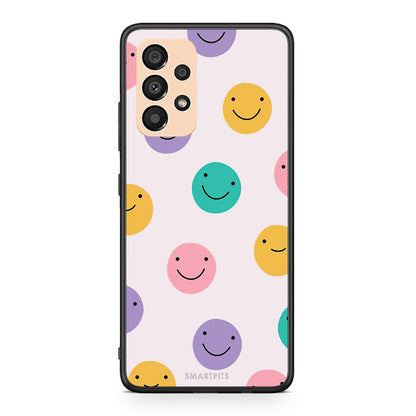 Samsung A33 5G Smiley Faces θήκη από τη Smartfits με σχέδιο στο πίσω μέρος και μαύρο περίβλημα | Smartphone case with colorful back and black bezels by Smartfits
