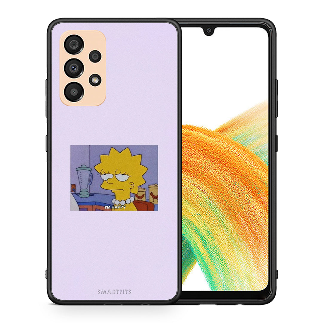 Θήκη Samsung A33 5G So Happy από τη Smartfits με σχέδιο στο πίσω μέρος και μαύρο περίβλημα | Samsung A33 5G So Happy case with colorful back and black bezels