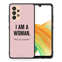 Thumbnail for Θήκη Samsung A33 5G Superpower Woman από τη Smartfits με σχέδιο στο πίσω μέρος και μαύρο περίβλημα | Samsung A33 5G Superpower Woman case with colorful back and black bezels