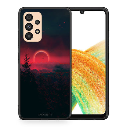 Θήκη Samsung A33 5G Sunset Tropic από τη Smartfits με σχέδιο στο πίσω μέρος και μαύρο περίβλημα | Samsung A33 5G Sunset Tropic case with colorful back and black bezels