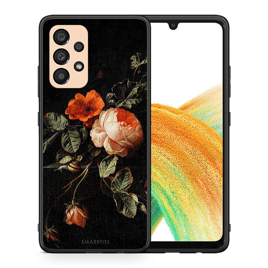 Θήκη Samsung A33 5G Vintage Roses από τη Smartfits με σχέδιο στο πίσω μέρος και μαύρο περίβλημα | Samsung A33 5G Vintage Roses case with colorful back and black bezels
