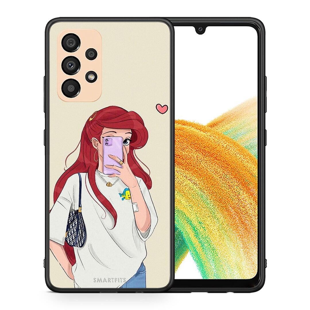 Θήκη Samsung A33 5G Walking Mermaid από τη Smartfits με σχέδιο στο πίσω μέρος και μαύρο περίβλημα | Samsung A33 5G Walking Mermaid case with colorful back and black bezels
