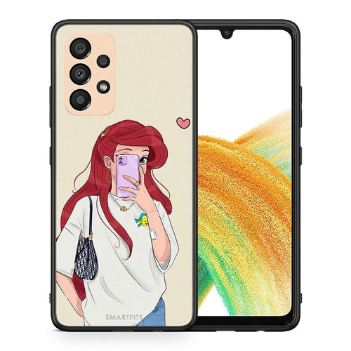 Θήκη Samsung A33 5G Walking Mermaid από τη Smartfits με σχέδιο στο πίσω μέρος και μαύρο περίβλημα | Samsung A33 5G Walking Mermaid case with colorful back and black bezels