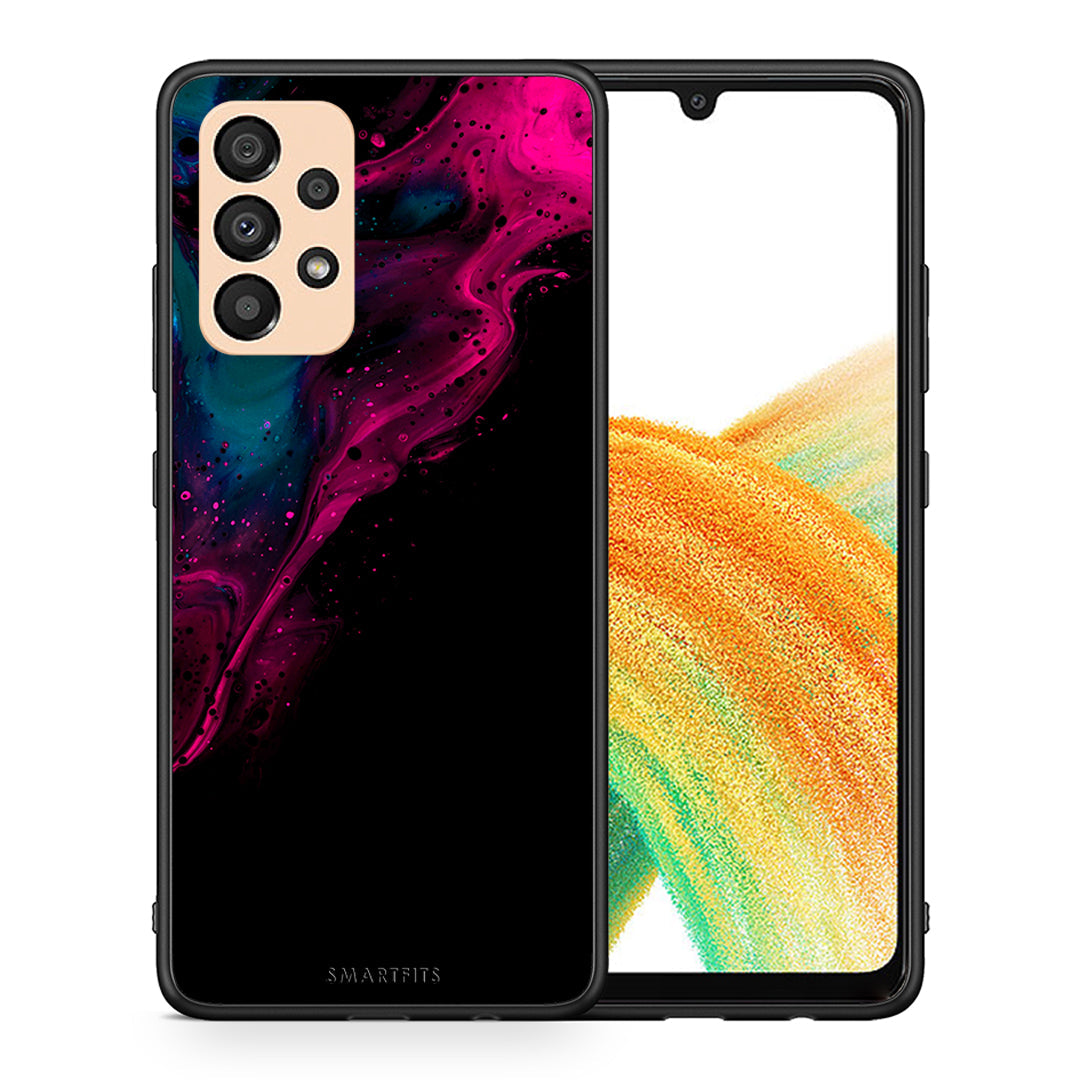 Θήκη Samsung A33 5G Pink Black Watercolor από τη Smartfits με σχέδιο στο πίσω μέρος και μαύρο περίβλημα | Samsung A33 5G Pink Black Watercolor case with colorful back and black bezels