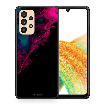 Θήκη Samsung A33 5G Pink Black Watercolor από τη Smartfits με σχέδιο στο πίσω μέρος και μαύρο περίβλημα | Samsung A33 5G Pink Black Watercolor case with colorful back and black bezels