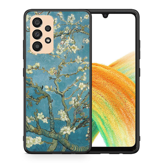 Θήκη Samsung A33 5G White Blossoms από τη Smartfits με σχέδιο στο πίσω μέρος και μαύρο περίβλημα | Samsung A33 5G White Blossoms case with colorful back and black bezels