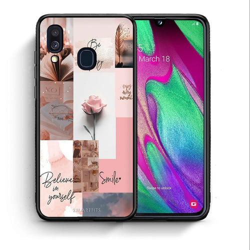 Θήκη Samsung A40 Aesthetic Collage από τη Smartfits με σχέδιο στο πίσω μέρος και μαύρο περίβλημα | Samsung A40 Aesthetic Collage case with colorful back and black bezels