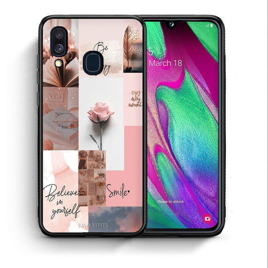 Θήκη Samsung A40 Aesthetic Collage από τη Smartfits με σχέδιο στο πίσω μέρος και μαύρο περίβλημα | Samsung A40 Aesthetic Collage case with colorful back and black bezels
