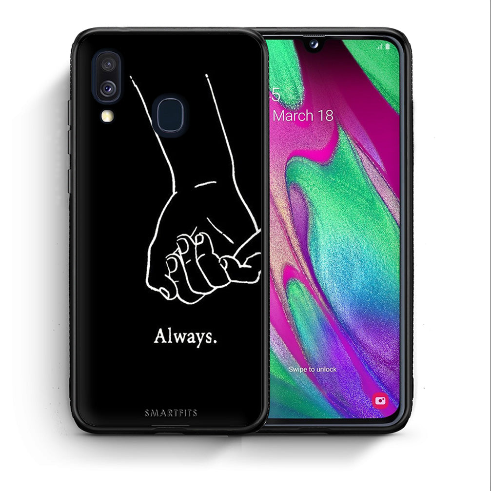 Θήκη Αγίου Βαλεντίνου Samsung A40 Always & Forever 1 από τη Smartfits με σχέδιο στο πίσω μέρος και μαύρο περίβλημα | Samsung A40 Always & Forever 1 case with colorful back and black bezels