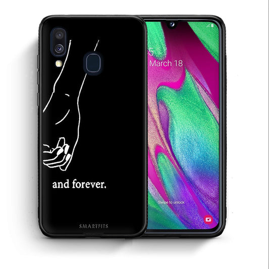 Θήκη Αγίου Βαλεντίνου Samsung A40 Always & Forever 2 από τη Smartfits με σχέδιο στο πίσω μέρος και μαύρο περίβλημα | Samsung A40 Always & Forever 2 case with colorful back and black bezels