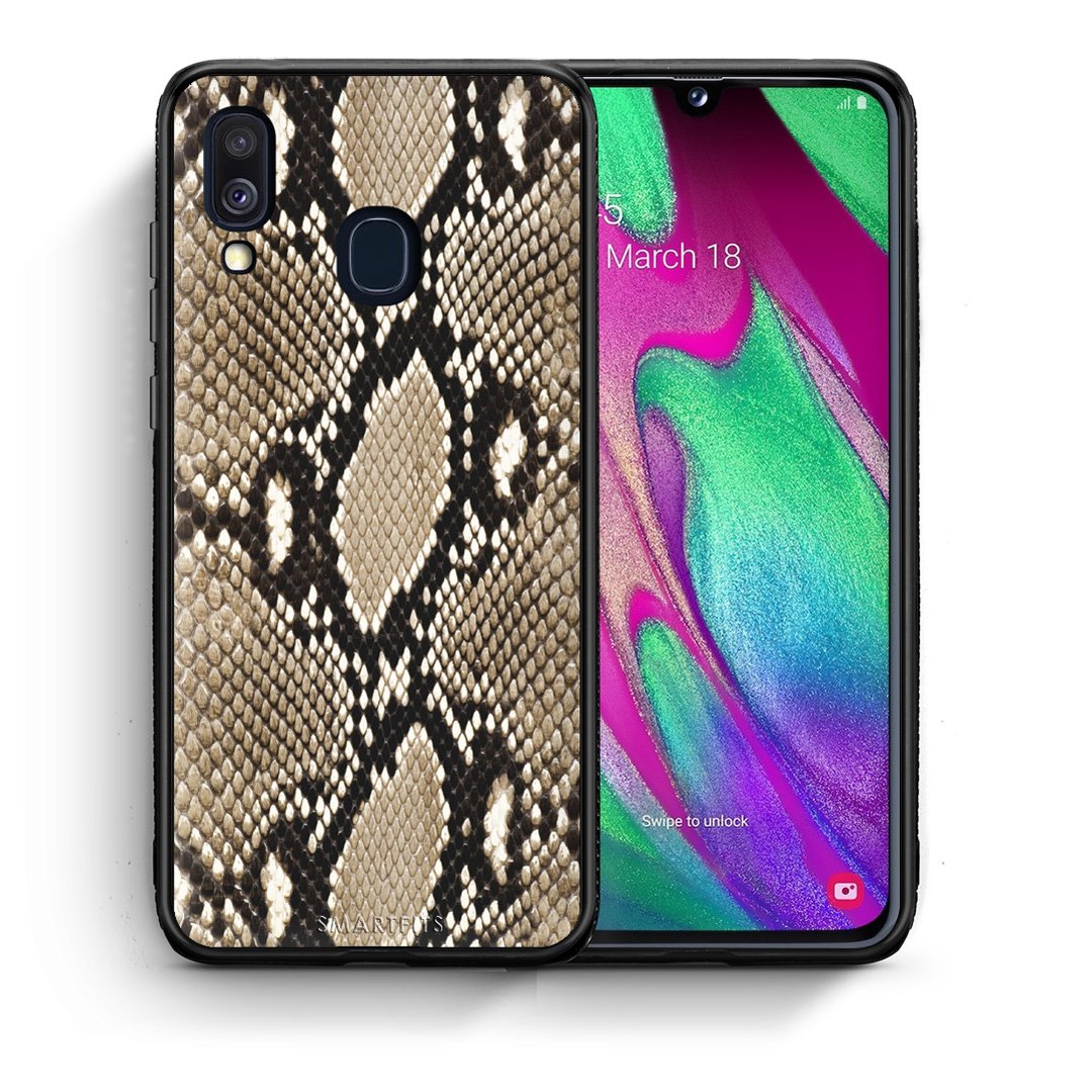 Θήκη Samsung A40 Fashion Snake Animal από τη Smartfits με σχέδιο στο πίσω μέρος και μαύρο περίβλημα | Samsung A40 Fashion Snake Animal case with colorful back and black bezels