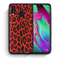 Thumbnail for Θήκη Samsung A40 Red Leopard Animal από τη Smartfits με σχέδιο στο πίσω μέρος και μαύρο περίβλημα | Samsung A40 Red Leopard Animal case with colorful back and black bezels