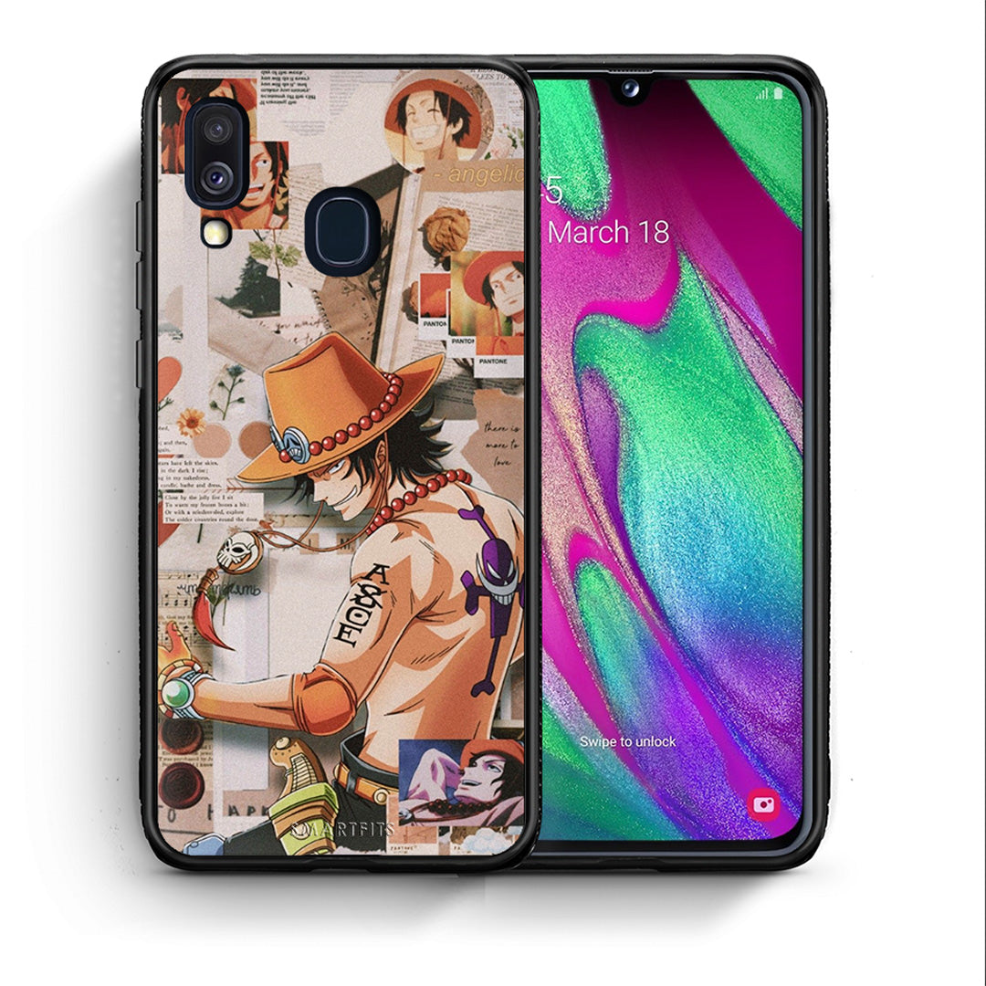 Θήκη Samsung A40 Anime Collage από τη Smartfits με σχέδιο στο πίσω μέρος και μαύρο περίβλημα | Samsung A40 Anime Collage case with colorful back and black bezels