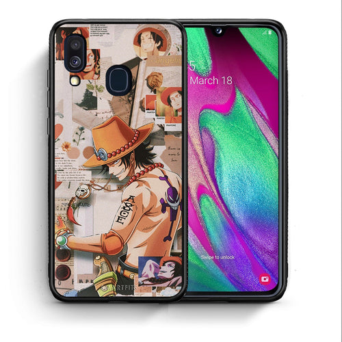 Θήκη Samsung A40 Anime Collage από τη Smartfits με σχέδιο στο πίσω μέρος και μαύρο περίβλημα | Samsung A40 Anime Collage case with colorful back and black bezels