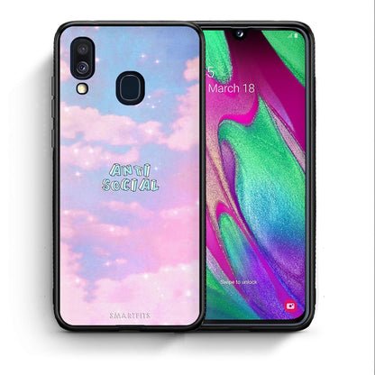 Θήκη Αγίου Βαλεντίνου Samsung A40 Anti Social από τη Smartfits με σχέδιο στο πίσω μέρος και μαύρο περίβλημα | Samsung A40 Anti Social case with colorful back and black bezels