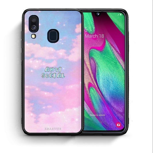Θήκη Αγίου Βαλεντίνου Samsung A40 Anti Social από τη Smartfits με σχέδιο στο πίσω μέρος και μαύρο περίβλημα | Samsung A40 Anti Social case with colorful back and black bezels