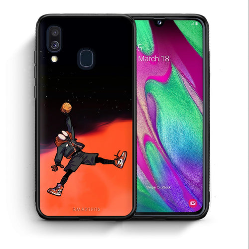 Θήκη Samsung A40 Basketball Hero από τη Smartfits με σχέδιο στο πίσω μέρος και μαύρο περίβλημα | Samsung A40 Basketball Hero case with colorful back and black bezels