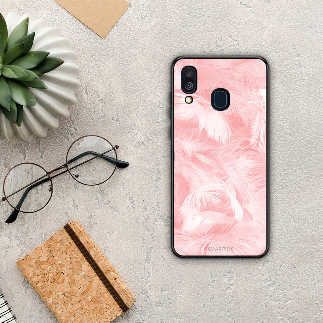 Boho Pink Feather - Samsung Galaxy A40 θήκη