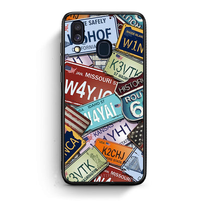 Samsung A40 Car Plates θήκη από τη Smartfits με σχέδιο στο πίσω μέρος και μαύρο περίβλημα | Smartphone case with colorful back and black bezels by Smartfits