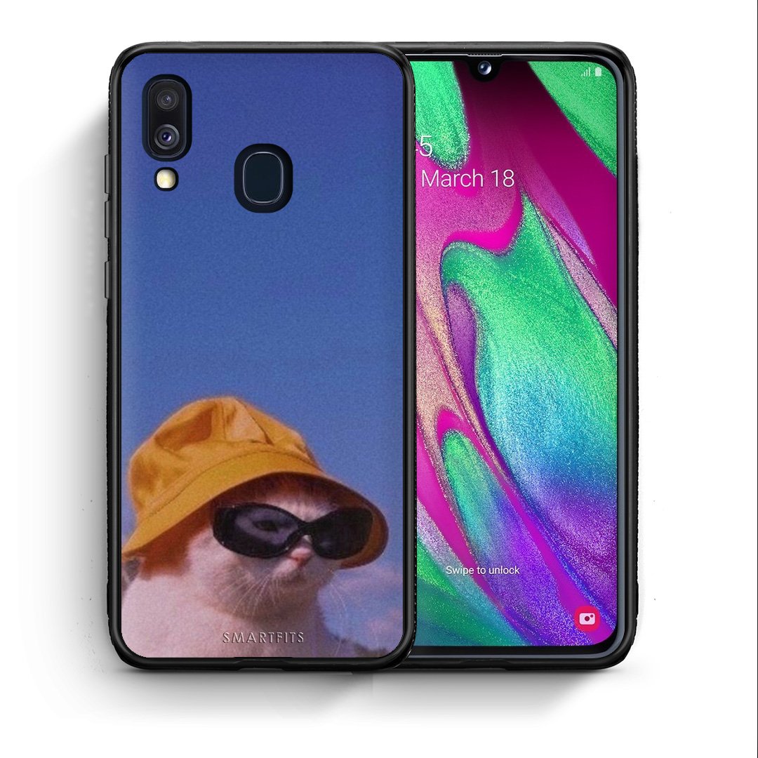 Θήκη Samsung A40 Cat Diva από τη Smartfits με σχέδιο στο πίσω μέρος και μαύρο περίβλημα | Samsung A40 Cat Diva case with colorful back and black bezels