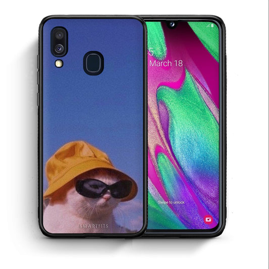 Θήκη Samsung A40 Cat Diva από τη Smartfits με σχέδιο στο πίσω μέρος και μαύρο περίβλημα | Samsung A40 Cat Diva case with colorful back and black bezels