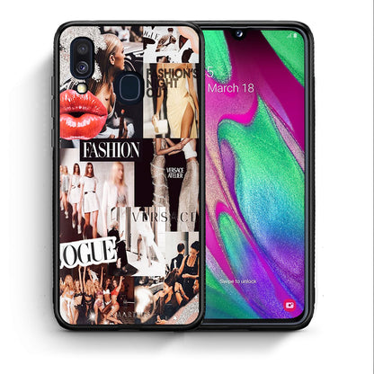 Θήκη Αγίου Βαλεντίνου Samsung A40 Collage Fashion από τη Smartfits με σχέδιο στο πίσω μέρος και μαύρο περίβλημα | Samsung A40 Collage Fashion case with colorful back and black bezels