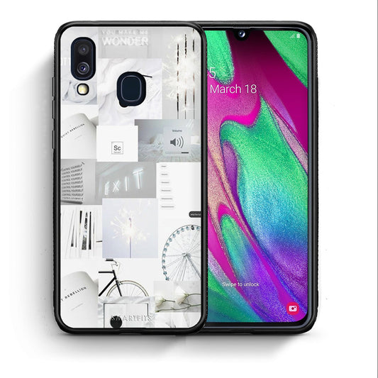 Θήκη Αγίου Βαλεντίνου Samsung A40 Collage Make Me Wonder από τη Smartfits με σχέδιο στο πίσω μέρος και μαύρο περίβλημα | Samsung A40 Collage Make Me Wonder case with colorful back and black bezels